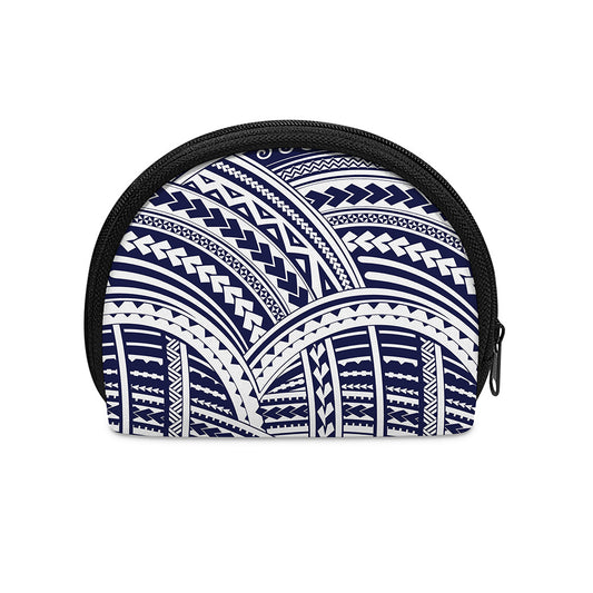 Blue Maori Polynesian Tattoo Print Coin Purse