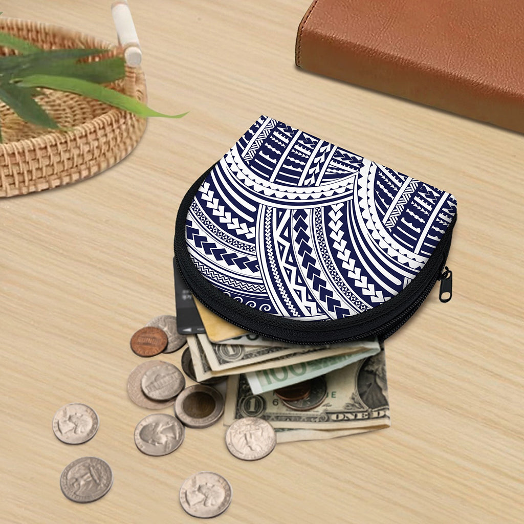 Blue Maori Polynesian Tattoo Print Coin Purse