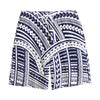 Blue Maori Polynesian Tattoo Print Cotton Shorts