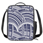Blue Maori Polynesian Tattoo Print Crossbody Lunch Bag