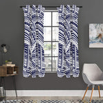 Blue Maori Polynesian Tattoo Print Curtain