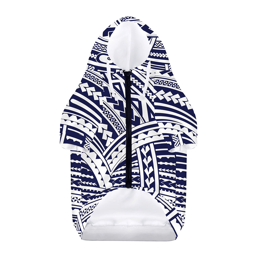 Blue Maori Polynesian Tattoo Print Dog Zip Up Hoodie