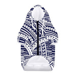 Blue Maori Polynesian Tattoo Print Dog Zip Up Hoodie