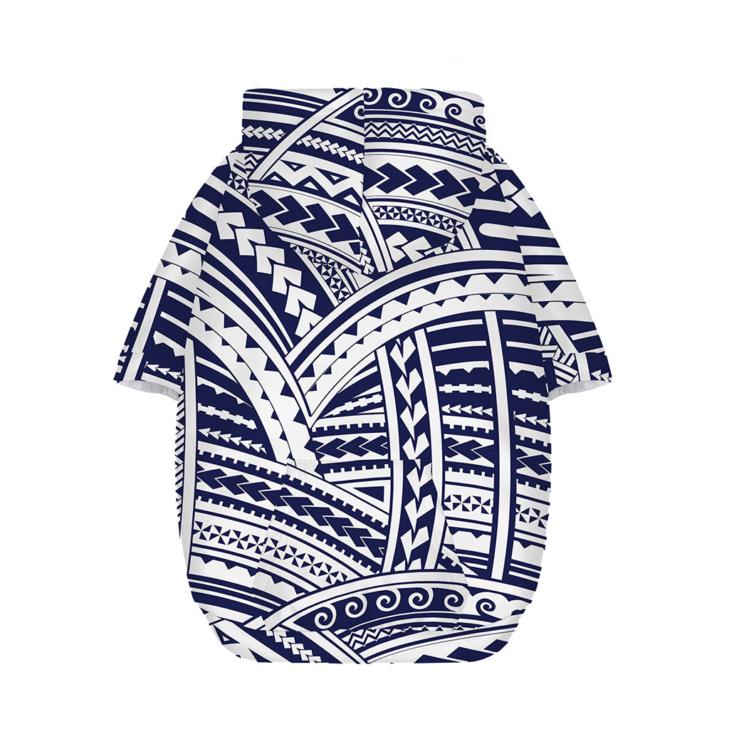 Blue Maori Polynesian Tattoo Print Dog Zip Up Hoodie