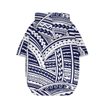 Blue Maori Polynesian Tattoo Print Dog Zip Up Hoodie