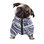 Blue Maori Polynesian Tattoo Print Dog Zip Up Jacket