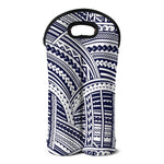 Blue Maori Polynesian Tattoo Print Double Neoprene Wine Tote