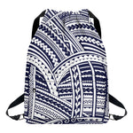 Blue Maori Polynesian Tattoo Print Drawstring Backpack