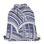 Blue Maori Polynesian Tattoo Print Drawstring Bag