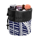 Blue Maori Polynesian Tattoo Print Drawstring Makeup Bag