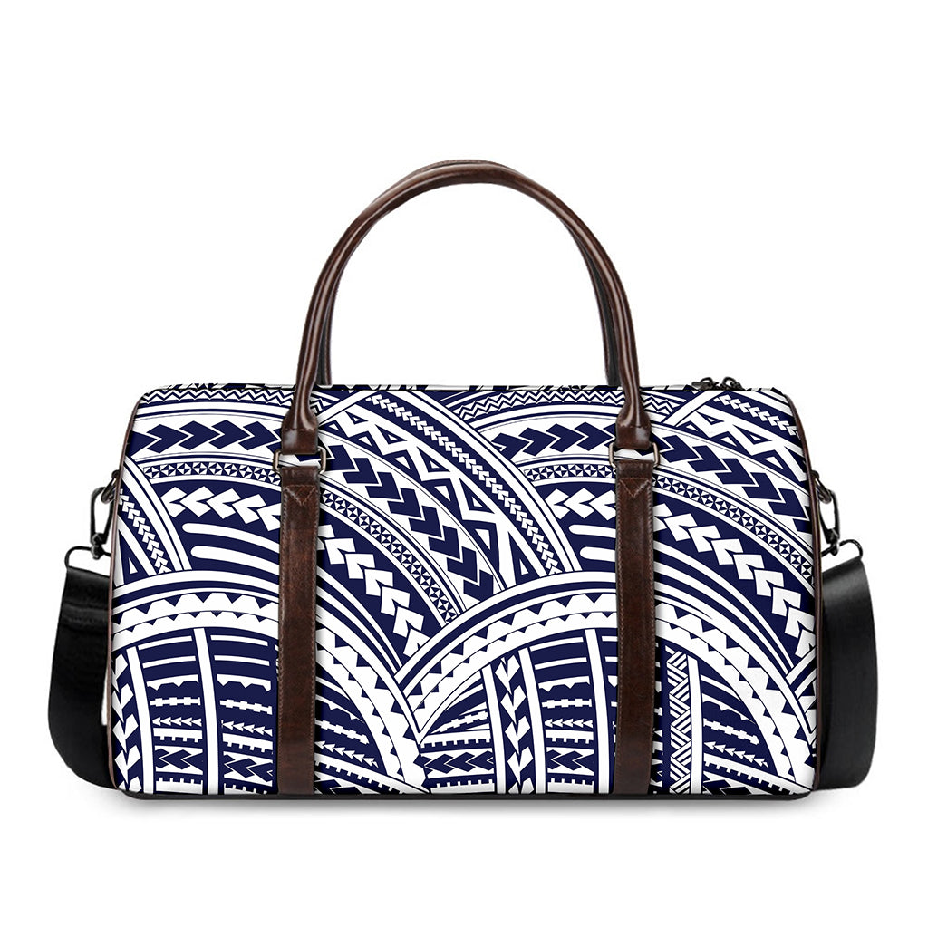 Blue Maori Polynesian Tattoo Print Duffle Bag