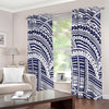 Blue Maori Polynesian Tattoo Print Extra Wide Grommet Curtains