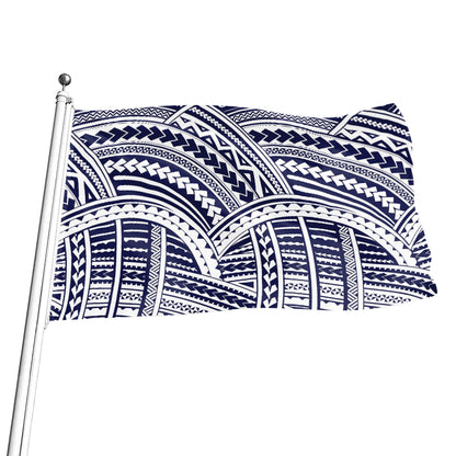 Blue Maori Polynesian Tattoo Print Flag