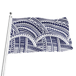 Blue Maori Polynesian Tattoo Print Flag