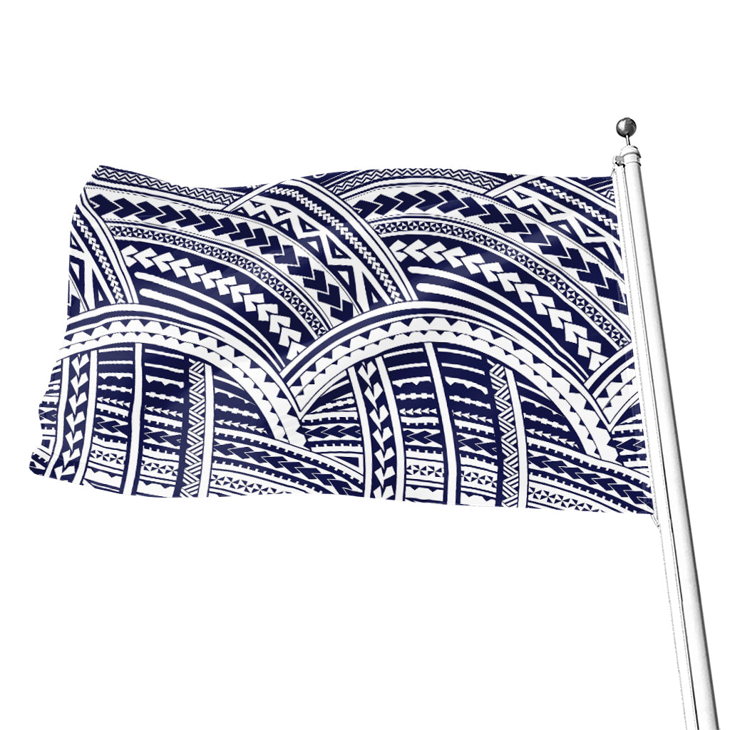 Blue Maori Polynesian Tattoo Print Flag