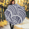 Blue Maori Polynesian Tattoo Print Foldable Umbrella