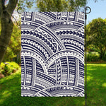 Blue Maori Polynesian Tattoo Print Garden Flag