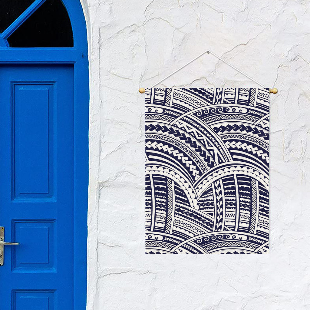 Blue Maori Polynesian Tattoo Print Garden Flag