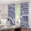 Blue Maori Polynesian Tattoo Print Grommet Curtains