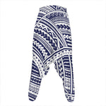 Blue Maori Polynesian Tattoo Print Hammer Pants