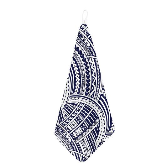 Blue Maori Polynesian Tattoo Print Hand Towel