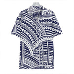 Blue Maori Polynesian Tattoo Print Hawaiian Shirt