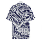 Blue Maori Polynesian Tattoo Print Hawaiian Shirt