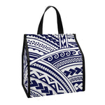 Blue Maori Polynesian Tattoo Print Insulated Lunch Tote