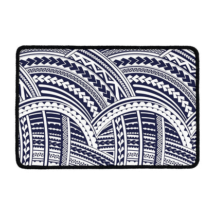 Blue Maori Polynesian Tattoo Print Kitchen Mat