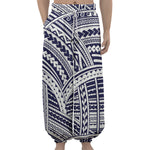 Blue Maori Polynesian Tattoo Print Lantern Pants