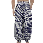 Blue Maori Polynesian Tattoo Print Lantern Pants