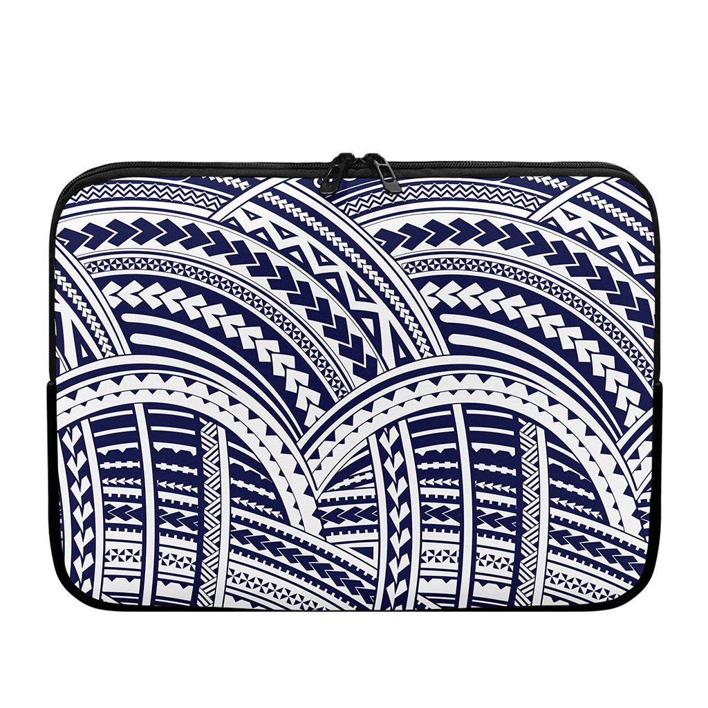 Blue Maori Polynesian Tattoo Print Laptop Sleeve