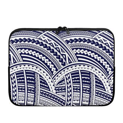 Blue Maori Polynesian Tattoo Print Laptop Sleeve