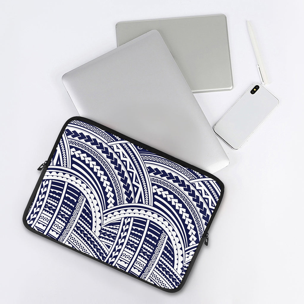 Blue Maori Polynesian Tattoo Print Laptop Sleeve