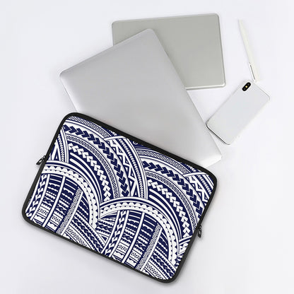 Blue Maori Polynesian Tattoo Print Laptop Sleeve