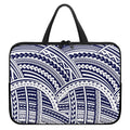 Blue Maori Polynesian Tattoo Print Laptop Sleeve With Handle