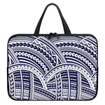 Blue Maori Polynesian Tattoo Print Laptop Sleeve With Handle