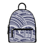 Blue Maori Polynesian Tattoo Print Leather Backpack