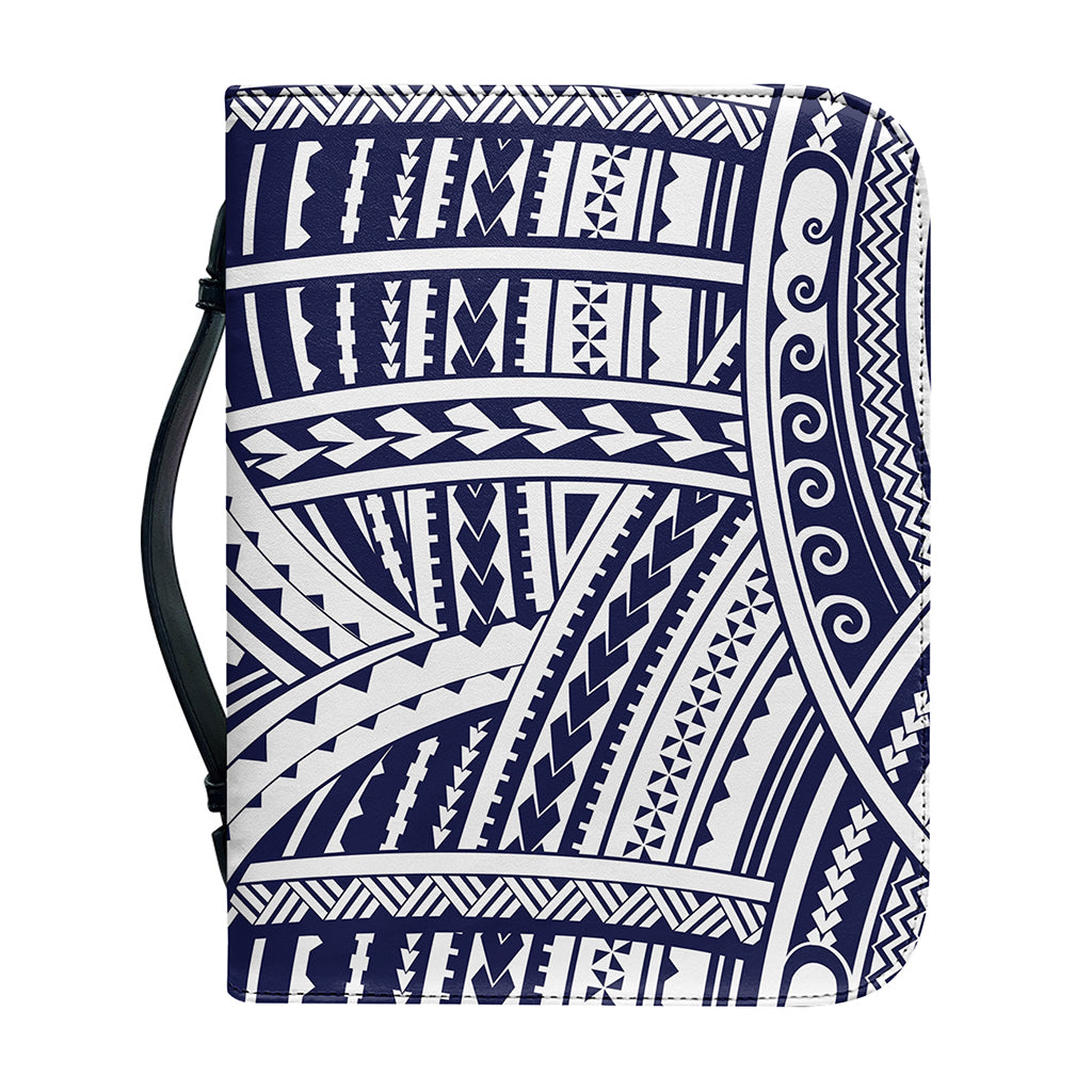 Blue Maori Polynesian Tattoo Print Leather Bible Cover
