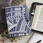 Blue Maori Polynesian Tattoo Print Leather Bible Cover