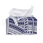 Blue Maori Polynesian Tattoo Print Leather Tissue Box Cover