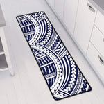Blue Maori Polynesian Tattoo Print Long Kitchen Mat