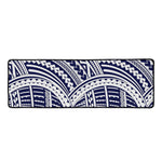 Blue Maori Polynesian Tattoo Print Long Kitchen Mat