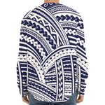 Blue Maori Polynesian Tattoo Print Long Sleeve Baseball Jersey