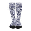 Blue Maori Polynesian Tattoo Print Long Socks