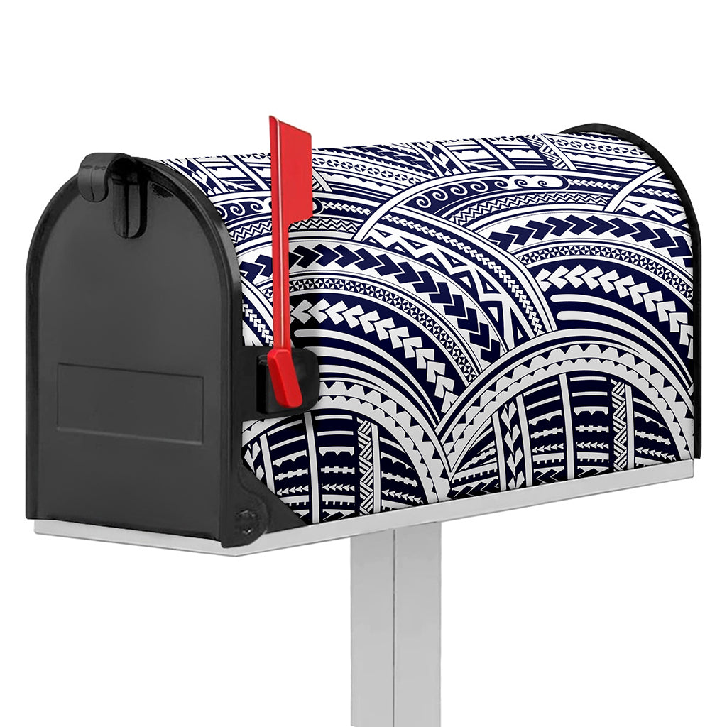Blue Maori Polynesian Tattoo Print Mailbox Cover