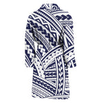 Blue Maori Polynesian Tattoo Print Men's Bathrobe