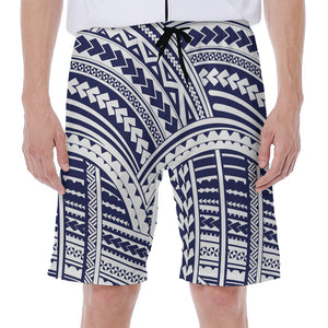 Blue Maori Polynesian Tattoo Print Men's Beach Shorts