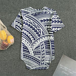 Blue Maori Polynesian Tattoo Print Men's Bodysuit