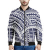 Blue Maori Polynesian Tattoo Print Men's Bomber Jacket